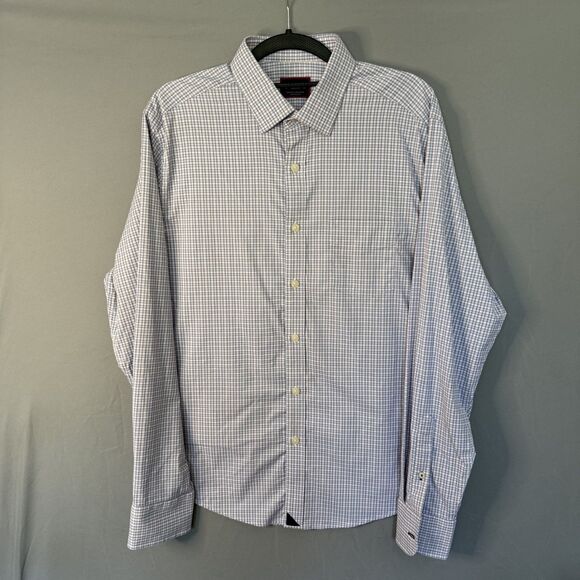 UNTUCKit Shirt Mens Medium Dalton Regular Fit Plaid Stretch Nylon Long Sleeve - Picture 2 of 11